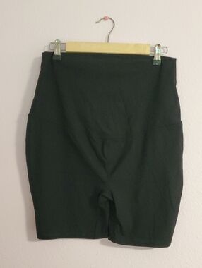Maternity Motherhood Black Ribbed Biker Shorts